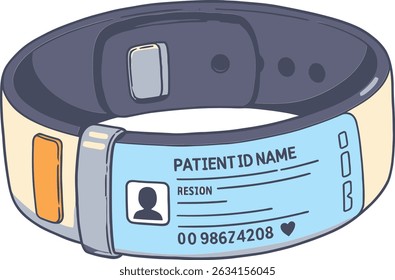 Cartão de identificação de pulso de desenho animado Identificação médica do paciente Acesso de segurança do hospital