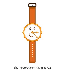 Cartoon wrist watch in retro style isolated white background 