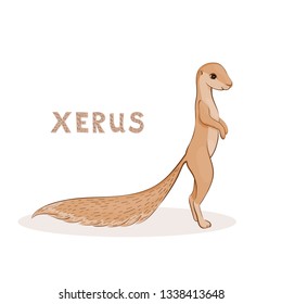 Cartoon xerus, cute character for children. Animal alphabet.