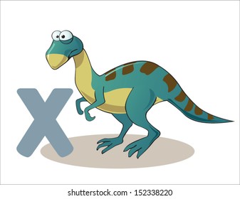Cartoon Xiaosaurus and letter X