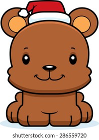 A cartoon Xmas bear smiling.