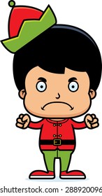 A cartoon Xmas elf boy looking angry.