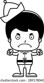 A cartoon Xmas elf boy looking angry.