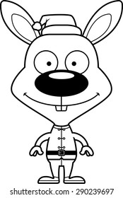 A cartoon Xmas elf bunny smiling.