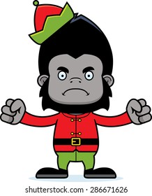 A cartoon Xmas elf gorilla looking angry.