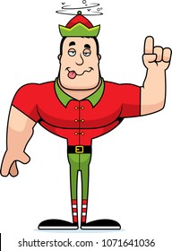 A cartoon Xmas elf looking drunk.