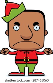 A cartoon Xmas elf man looking angry.