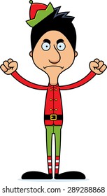 A cartoon Xmas elf man looking angry.
