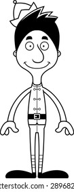 A cartoon Xmas elf man smiling.