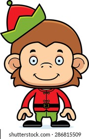 A cartoon Xmas elf monkey smiling.
