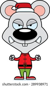 A cartoon Xmas elf mouse looking angry.