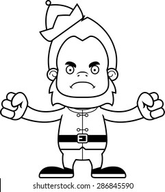 A cartoon Xmas elf sasquatch looking angry.