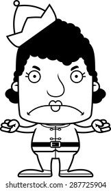 A cartoon Xmas elf woman looking angry.
