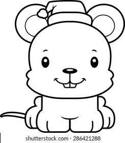 A cartoon Xmas mouse smiling.