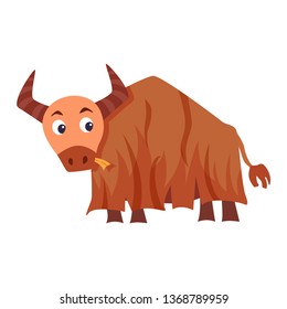 Cartoon yak vector illustration.