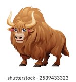 Cartoon yak vector illustration isolated on white background