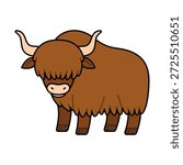 Cartoon Yak Vector Illustration on White Background