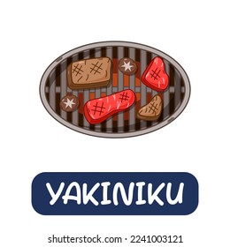 cartoon yakiniku, japanese food vector isolated on white background