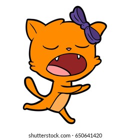 cartoon yawning cat