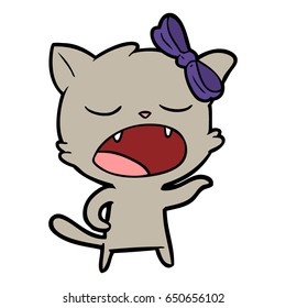 cartoon yawning cat