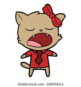 cartoon yawning cat