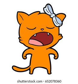 cartoon yawning cat