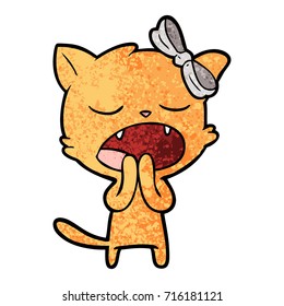 cartoon yawning cat