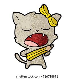 cartoon yawning cat