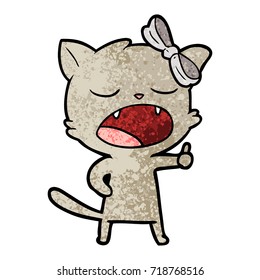 cartoon yawning cat