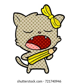cartoon yawning cat