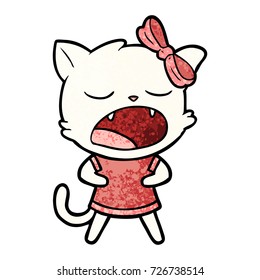 cartoon yawning cat