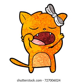 cartoon yawning cat