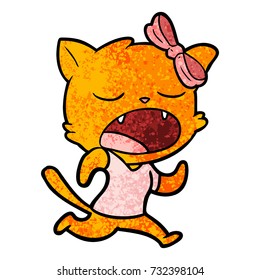 cartoon yawning cat