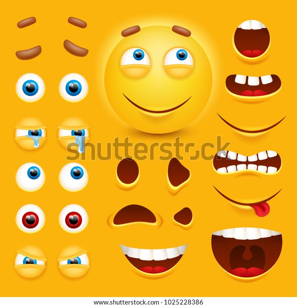 Cartoon Yellow 3d Smiley Face Vector Stock Vector (Royalty Free) 1025228386