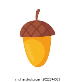 Cartoon yellow acorn element. Autumn symbol