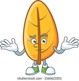 Cartoon yellow autumn leaves with grinning character