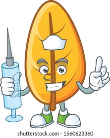 Cartoon yellow autumn leaves with nurse character