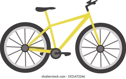 cartoon yellow bike icon for urban, sport and mountain flat design. Vector illustration of flat icons. sports equipment. vehicle