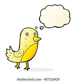 cartoon yellow bird with thought bubble
