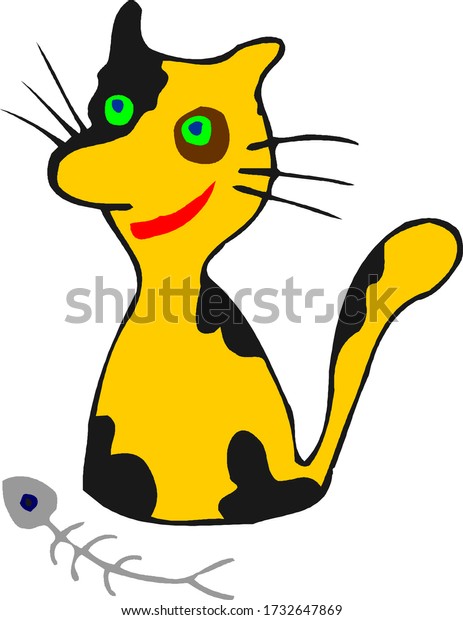 Le Chat Jaune Caricature Aux Taches Image Vectorielle De Stock Libre De Droits