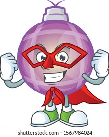 A cartoon of yellow christmas ball wearing costume of super hero.