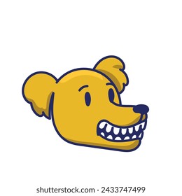 Cartoon yellow dog face vector illustration.
