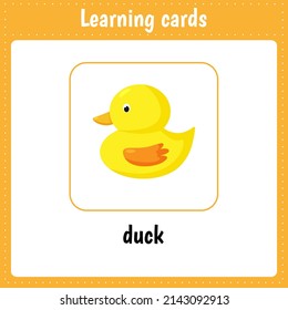 Cartoon yellow duck. Cartoon cute ducky for kids. Animals