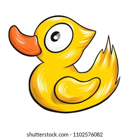 Cartoon Yellow Duck Vector Illustration