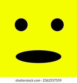 Cartoon yellow  face. Vector Halloween orange shocked monster square avatar. print, logo, emblem or mask