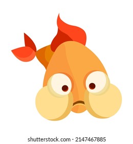 Cartoon yellow fish isolated on a white background. Ocean marine animal. Character animal vector.