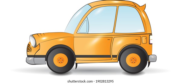 cartoon yellow funny car side view