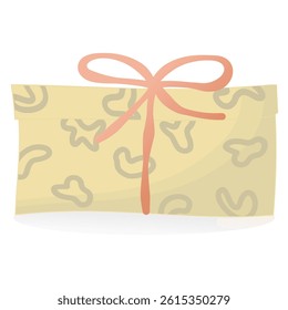 Cartoon yellow gift box vector image, mystery box clip art illustration, presents gift boxes clipart in flat design style illustration