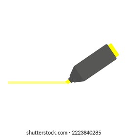 Cartoon yellow highlighter. Flat design stationery. Isolated on white background, EPS10 vector