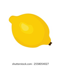 Cartoon yellow lemon. Fresh ripe citrus fruit, whole organic natural food, summer healthy diet vegetarian ingredient. Vector isolated illustration.